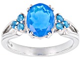 Paraiba Blue Color Opal Rhodium Over Sterling Silver Ring 1.22ctw
