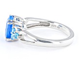 Paraiba Blue Color Opal Rhodium Over Sterling Silver Ring 1.22ctw