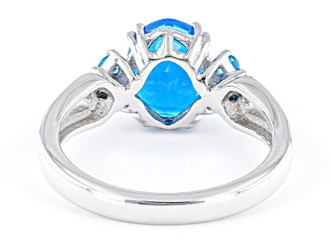 Paraiba Blue Color Opal Rhodium Over Sterling Silver Ring 1.22ctw