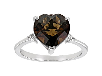 Picture of Brown Smoky Quartz Rhodium Over Silver Ring 2.65ctw