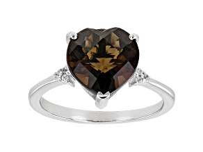 Brown Smoky Quartz Rhodium Over Silver Ring 2.65ctw