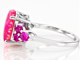 Pink Lab Created Opal Rhodium Over Sterling Silver Ring 0.73ctw