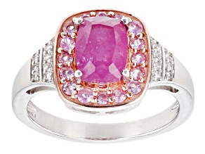 Pink Sapphire Rhodium Over Sterling Silver Ring 2.16ctw