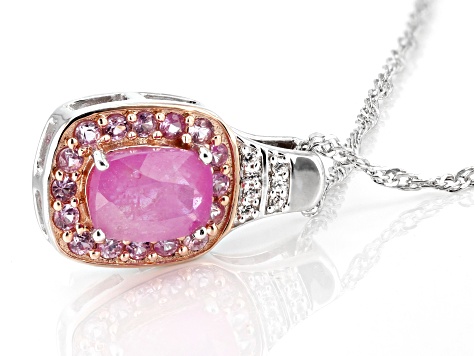 Pink Sapphire Rhodium Over Silver Pendant Chain 2.68ctw