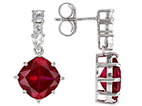 Red Lab Created Ruby Rhodium Over Sterling Silver Earrings 4.47ctw