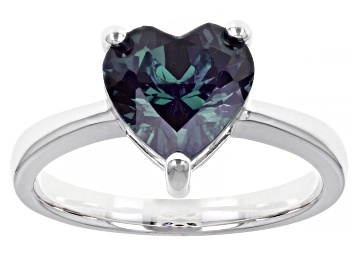Picture of Blue Lab Created Alexandrite Rhodium Over Sterling Silver Ring 2.70ct