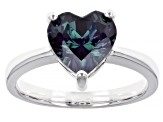 Blue Lab Created Alexandrite Rhodium Over Sterling Silver Ring 2.70ct