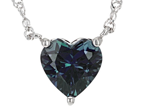 Blue Lab Created Alexandrite Rhodium Over Sterling Silver Necklace 2.70ct