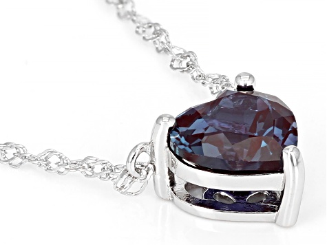 Blue Lab Created Alexandrite Rhodium Over Sterling Silver Necklace 2.70ct