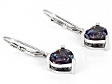 Blue Lab Created Alexandrite Rhodium Over Sterling Silver Dangle Earrings 2.72ctw