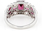 Raspberry Rhodolite With White Zircon Rhodium Over Sterling Silver Ring