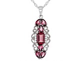 Raspberry Rhodolite Rhodium Over Sterling Silver Pendant With Singapore Chain 2.57ctw