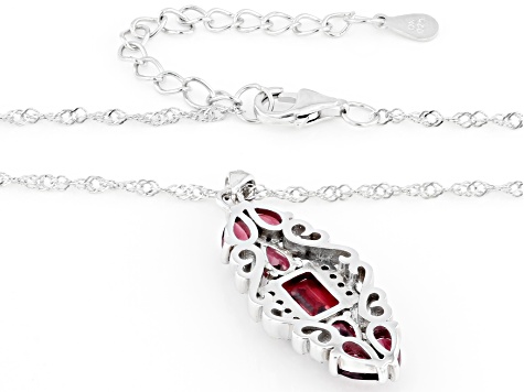 Raspberry Rhodolite Rhodium Over Sterling Silver Pendant With Singapore Chain 2.57ctw