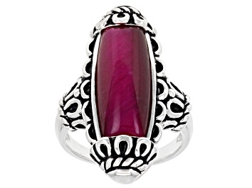 Picture of Pink Tiger's Eye Oxidized Sterling Silver Ring 20x8mm