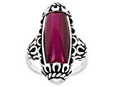 Pink Tiger's Eye Oxidized Sterling Silver Ring 20x8mm