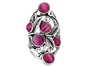 Pink Tiger's Eye Oxidized Sterling Silver Ring 7mm
