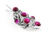 Pink Tiger's Eye Oxidized Sterling Silver Pendant With Chain 7mm