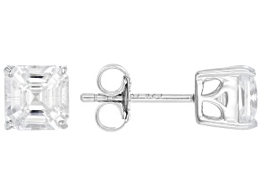 White Zircon Rhodium Over Sterling Silver Stud Earrings 2.98ctw