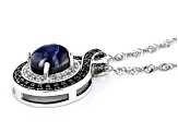 Blue Star Sapphire Rhodium Over Sterling Silver Pendant With Chain 0.48ctw