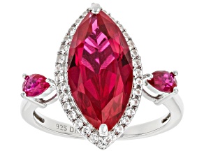 Red Lab Created Ruby Rhodium Over Silver Ring 5.04ctw