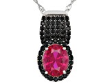 Red Lab Created Ruby Rhodium Over Sterling Silver Pendant With Chain 2.94ctw