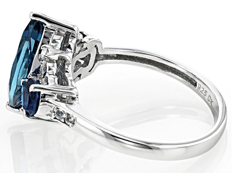 London Blue Topaz With White Topaz Sterling Silver Ring 2.58ctw