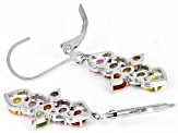 Multi-Color Sapphire Rhodium Over Sterling Silver Dangle Earrings 2.81ctw
