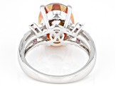 Multi Color Quartz Rhodium Over Sterling Silver Ring 4.60ctw