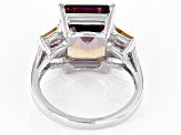 Bi Color Ametrine, Amethyst And Citrine Rhodium Over Sterling Silver Ring 5.14ctw