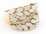 Multi Color Ethiopian Opal 18k Yellow Gold over Silver Ring 2.19ctw