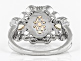 Oval Ethiopian Opal And Champagne Diamond Rhodium Over Sterling Silver Ring 1.14ctw