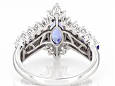 Blue Tanzanite Rhodium Over Sterling Silver Ring 2.07ctw