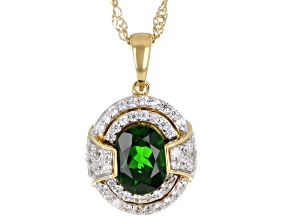 Chrome Diopside 18K Yellow Gold Over Sterling Silver Pendant With Chain 2.01ctw