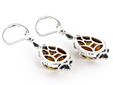 Pear Cabochon Amber Rhodium Over Sterling Silver Dangle Earrings