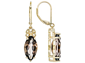 Brown Smoky Quartz 18k Yellow Gold Over Sterling Silver Earrings 6.80ctw
