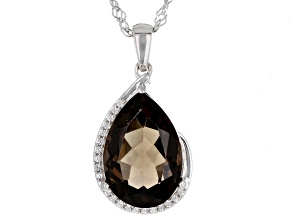 Brown Smoky Quartz Rhodium Over Sterling Silver Pendant With Chain 6.57ctw