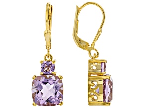 Purple Amethyst 18k Yellow Gold Over Sterling Silver Earrings 4.17ctw