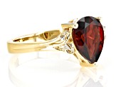 Red Garnet and Diamond 18k Yellow Gold Over Sterling Silver Ring 1.65ctw