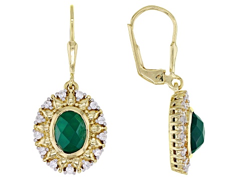Green Onyx 18k Yellow Gold Over Sterling Silver Earrings 0.53ctw