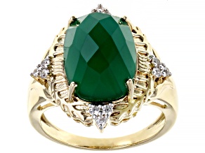 Green Onyx 18k Yellow Gold Over Sterling Silver Ring 0.25ctw