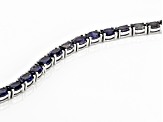 Blue Oval Iolite Rhodium Over Sterling Silver Bracelet 10.40ctw
