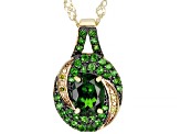 Green Chrome Diopside With Yellow Diamond 18K Yellow Gold Over Silver Pendant With Chain 1.45ctw