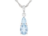 Sky Blue Topaz Rhodium Over Sterling Silver Pendant With Chain 1.79ctw