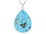 Blue Kingman Turquoise Rhodium Over Sterling Silver Pendant