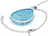 Blue Kingman Turquoise Rhodium Over Sterling Silver Pendant