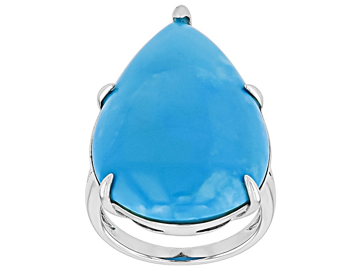 Blue Kingman Turquoise Rhodium Over Sterling Silver Ring - SHD002R | JTV