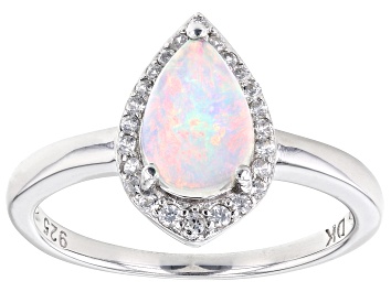 Picture of Multi Color Opal Rhodium Over Sterling Silver Ring 0.63ctw