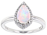 Multi Color Opal Rhodium Over Sterling Silver Ring 0.63ctw