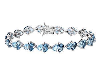 Picture of London Blue Topaz Rhodium Over Sterling Silver Tennis Bracelet 14.40ctw