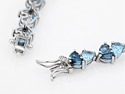 London Blue Topaz Rhodium Over Sterling Silver Tennis Bracelet 14.40ctw SHD035 JTV